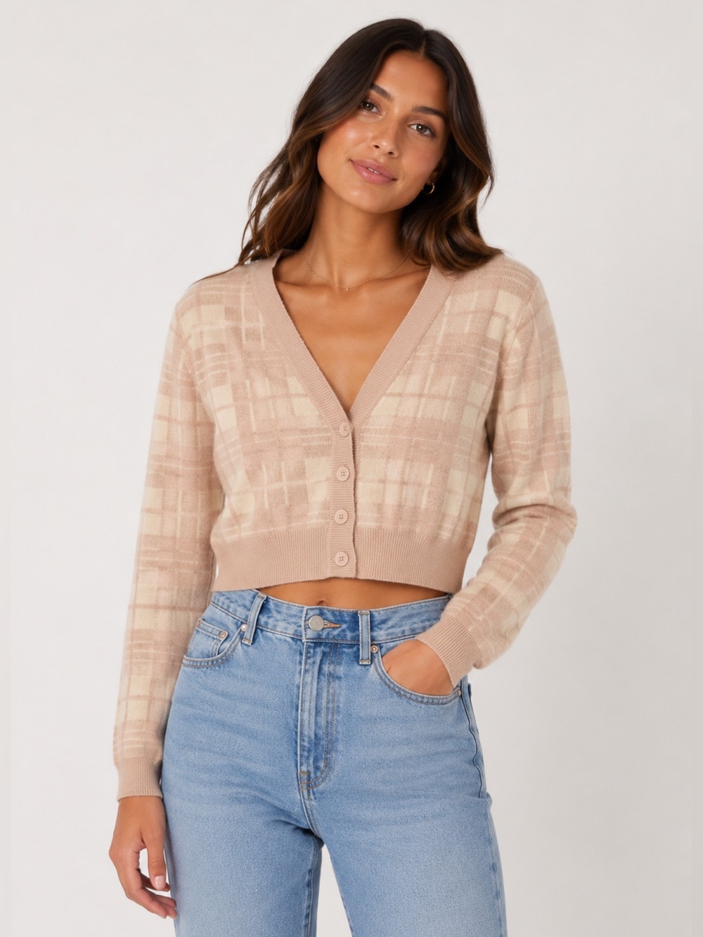 Love Tree Cream Cropped Cardigan Sweater